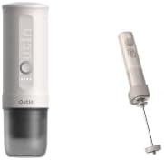OutIn Nano Portable Electric Espresso Machine with LattoGo Milk Frother Handheld, Pearl White & Starburst Silver by OutIn
