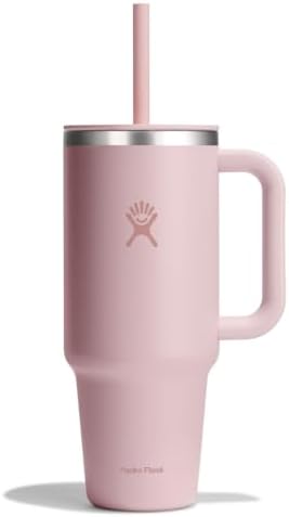 Hydro Flask Travel Tumbler with Handle, Lid and Straw - Insulated Stainless Steel in 40 Oz Tonal Trillium Pink by Unknown