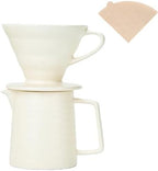 Pour Over Coffee Maker Set,Ceramic Coffee Maker With 40 pcs Paper Filter，15oz/450ml Pour Over Coffee Dripper (White) by Unknown