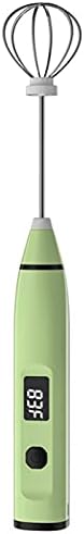Electric Milk Frother, Automatic Milk Foam Maker for coffee, Matcha, Hot Chocolate Stainless Steel Whisk Battery Operated Mini Drink Mixer Blender (Color : Green) by Unknown