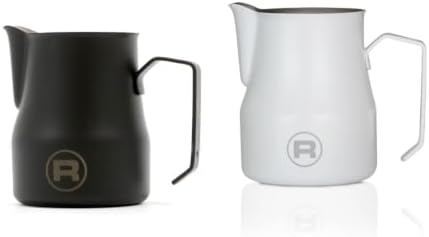 Rocket 12oz Frothing Pitcher Set (Matte Black & Matte White) Barista Accessory Bundle by RocketEspressoMilano