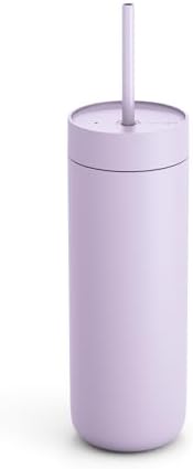 Fellow 20 oz Carter Cold Tumbler – Spill-Resistant Straw Lid,Stainless Steel Vacuum-Insulated Cup with Ceramic Interior and Reusable Straw for Cold Drinks,Fits Cup Holders,Dishwasher Safe,Peri Twinkle by Unknown