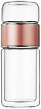 420ml Glass Tea Infuser Bottle Double Layer Stainless Steel Leak Proof, High Borosilicate Tea Maker for Travel, Home Office, Heat Loose Leaf Infuser with Strainer, (Rose Gold) - Image 6