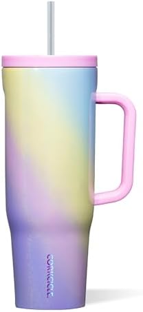 Corkcicle Cruiser Tumbler with Handle & Straw, 40 oz, Rainbow Unicorn by Corkcicle