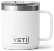 YETI Rambler 10 oz Ceramic Lined Stackable Mug, Vacuum Insulated, Stainless Steel with MagSlider Lid, White by YETI
