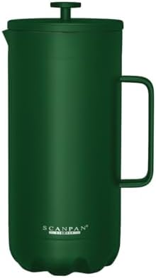 Scanpan to GO French Press Coffee Maker 1.0L, Forest Green - Serves 8 Cups - 18/8 Food Grade Stainless Steel, Drip-Free Spout - Scratch-Free Coating - Dishwasher Safe by Scanpan