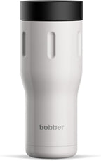 BOBBER 16 oz Stainless Steel Coffee Travel Mug – Leak-Proof, Spill Proof, Vacuum Insulated Coffee Tumbler for Car, Men – Dishwasher Safe Mug, Fits Car Cup Holder, Keeps Hot for 8 Hours (Sand Grey) by Bobber