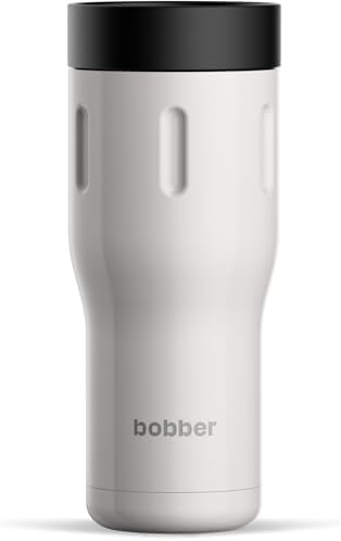 BOBBER 16 oz Stainless Steel Coffee Travel Mug – Leak-Proof, Spill Proof, Vacuum Insulated Coffee Tumbler for Car, Men – Dishwasher Safe Mug, Fits Car Cup Holder, Keeps Hot for 8 Hours (Sand Grey) by Bobber