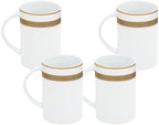 Porcelain Mug - White with Gold Rope Design, 4 Piece Set by GiftsPlaza