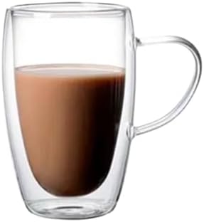 Coffee Mug 4 Sizes Heat Resistant Clear Double Wall High Borosilicate Glass Mug with Handle Coffee Milk Juice Water Cup Espresso Shot Glass(450ml) by Unknown