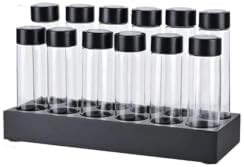 Glass Coffee Bean Storage Container 12 Single Dose Tubes Wood Stand by Unknown