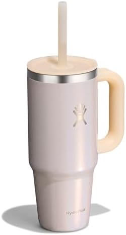 Hydro Flask Travel Tumbler with Handle, Lid and Straw - Insulated Stainless Steel in 24 Oz Glimmer Cream - Image 2