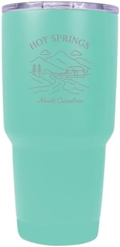 Hot Springs North Carolina Minimalistic Design Souvenir 24 oz Engraved Insulated Stainless Steel Tumbler - Seafoam by RandRImportsInc