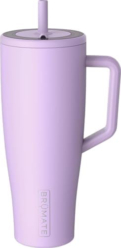 BrüMate Era 40 oz Tumbler with Handle and Straw | 100% Leakproof Insulated Water Bottle Tumbler with Lid and Flexible SoftSip Straw | Made of Stainless Steel | Cup Holder Friendly | 40oz (Lavender) by Br%C3%BCMate
