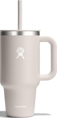 Hydro Flask 32 Oz Travel Tumbler with Handle, Lid and Straw - Insulated Stainless Steel in 32 Oz Oat Tan by Unknown