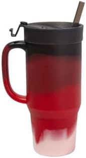 Silipint 32oz Silicone Tumbler with Handle, Flip Lid and Straw – BPA-Free, Non-Toxic, Freezer, Microwave, Dishwasher Safe Tumbler – Perfect for Tea, Smoothies (Volcano) Pack of 1 by Silipint