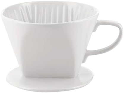 Coffee Dripper Ceramic Sector Drip Funnel Hand Brewed Filter Barista Pour Over Brewing Cup Black/White(White 101 (1-2 Cups)) by Unknown