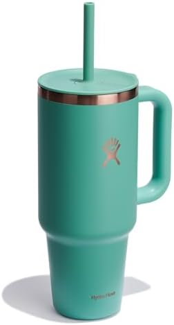 Hydro Flask 40 Oz Travel Tumbler with Handle, Lid and Straw - Insulated Stainless Steel in 40 Oz Thyme Green Rose Gold - Image 4