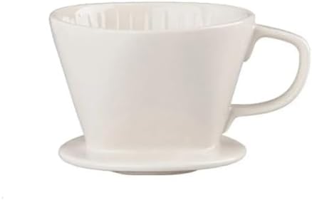 Reusable Over Coffee Maker Ceramic Portable Dripper Flat Bottom Brewing Filter Cone Travel(White-Large) by Unknown