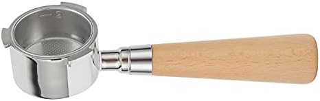 3 Ear Bottomless Portafilter for Coffee Machines, Stainless Steel Espresso Handle with Ergonomic Beech Wood Grip, Compatible Filter Holder for Home Barista Use (51mm) by Unknown