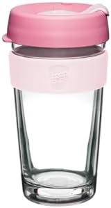 KeepCup Longplay - Reusable Coffee Cup, Double Wall Glass with Removable Sleeve and splashproof Sipper lid - 16oz/454ml - Roseate by KeepCup