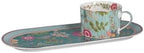 SODEF Florine Bone Porcelain Single Tea Cup and Saucer Set 6.8 fl oz with Decorative Floral Patterns and Matching Tray for Personal Tea Moments refined Gift Idea - Multicolor by Unknown