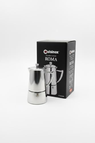 Cuisinox Roma Stovetop Espresso Maker COF-4R, Stainless Steel Coffee Percolator Stovetop, Heat-Resistant & Non-Reactive, 4-Cup Italian Espresso Maker Easy to Clean, Durable Stove Top Percolator - Image 5