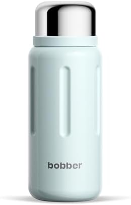 BOBBER 46 oz Stainless Steel Thermo Flask with Removable Tea Infuser & Cup – Keeps Hot 45 Hours, Cold 65 Hours – BPA-Free, Dishwasher Safe Water Bottle for Outdoor, Work, Home (Light Blue) by Bobber
