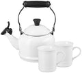 Le Creuset Demi Kettle (1.25 qt.) and 2 Mugs (14 oz. each), White/Black by Unknown