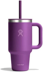 Hydro Flask Travel Tumbler with Handle, Lid and Straw - Insulated Stainless Steel in 32 Oz Beachplum Purple by Unknown