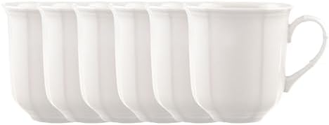 Villeroy & Boch Manoir Collection Coffee Mug, Set of 6-10oz Mugs, Premium Porcelain, Made in Germany, Dishwasher and Microwave Safe, Perfect for Coffee, Tea or Hot Cocoa, Rich, Creamy White - Image 4