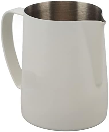 Coffee Milk Frothing Pitcher, 600ml Espresso Steaming Jug with Falcon Beak Tip, 304 Stainless Steel Milk Frother Cup for Coffe, Cappuccino, Latte Art, Espresso Machine Accessories(White) by TITA-DONG