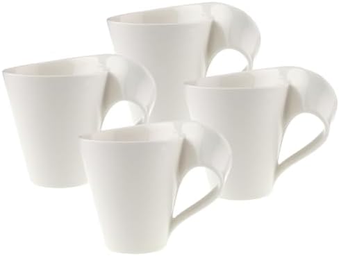 Villeroy & Boch NewWave Caffe Collection Coffee Mug, Set of 4, Premium Porcelain, Made in Germany, 8 oz Capacity, Rich, Creamy White by Unknown