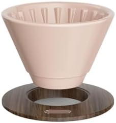 Pour Over Coffee Maker Ceramic Filter Dripper With Walnut Collar Reusable Cone Drip Holder For Travel(Pink) by Unknown