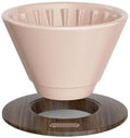 Pour Over Coffee Maker Ceramic Filter Dripper With Walnut Collar Reusable Cone Drip Holder For Travel(Pink) by Unknown