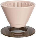 Pour Over Coffee Maker Ceramic Filter Dripper With Walnut Collar Reusable Cone Drip Holder For Travel(Pink) by Unknown