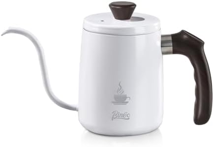 Bincoo Art Pour-Over Coffee Kettle, 600ml (20oz) Gooseneck Kettle with Long Fine Spout – Stainless Steel Drip Kettle for Home Office Camping, Hot Water Dispenser Only (Not for Stovetop) (Wood Grain) by Bincoo