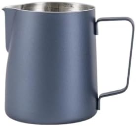 Milk Frother Cup Stainless Steel 350/600ML Coffee Milk Frothing Pitcher Jug 304 Stainless Steel Latte Cup, With Scale Frother Utensils(Blue 600ML 1Pcs) by Unknown