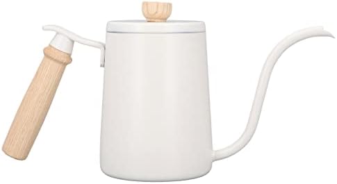 Coffee Kettle Coffee Pour Over Kettle 600ml Gooseneck Vent Hole Wooden Handle Food Grade Stainless Steel Ergonomic Gooseneck Kettle (White) by Unknown