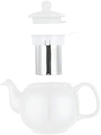 ETHNIQ Porcelain Tea Pot with Stainless Steel Tea Infuser - White - Image 2