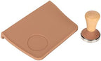 Aramox Coffee Tamp Mat Silicone Corner Tamping Mat 2 Pack with Beech Tamper 90 Degree Counter Edge Fit Flat Base Even Pressure for Home Baristas Coffee Station (51mm / 2.01in Tamper) by Aramox