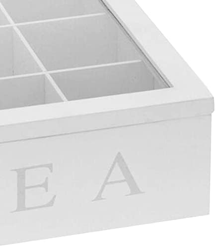 Amagogo Wooden Tea Storage Box with Glass Lid, 9 Compartment Stackable Tea Bag Organizer for Kitchen and Pantry - Image 2