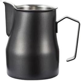1pc Milk Frothing Pitcher, Stainless Steel Frother Cup with Scale for Steaming Latte Art Cappuccino Coffee Esp(Black-350ml) by Unknown