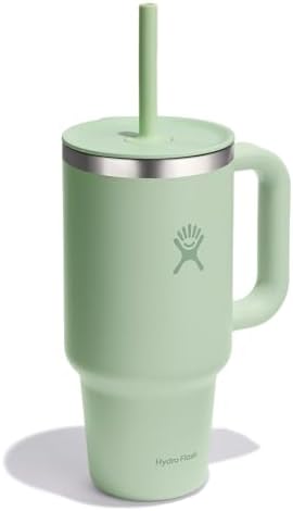 Hydro Flask 32 Oz Travel Tumbler with Handle, Lid and Straw - Insulated Stainless Steel in 32 Oz Aloe Green - Image 3