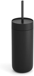 Fellow 20 oz Carter Cold Tumbler – Spill-Resistant Straw Lid, Stainless Steel Vacuum-Insulated Cup with Ceramic Interior and Reusable Straw for Cold Drinks,Fits Cup Holders,Dishwasher Safe,Matte Black by Unknown