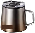 350ML Ceramic Mug Coffee Cups Inner Liner with Lid 316 Stainless Steel Office and Tea Cup Insulated(Silver gold) by Unknown