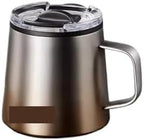 350ML Ceramic Mug Coffee Cups Inner Liner with Lid 316 Stainless Steel Office and Tea Cup Insulated(Silver gold) by Unknown