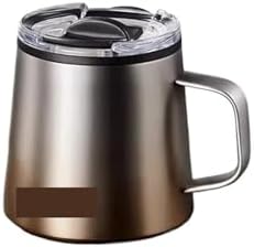350ML Ceramic Mug Coffee Cups Inner Liner with Lid 316 Stainless Steel Office and Tea Cup Insulated(Silver gold) by Unknown