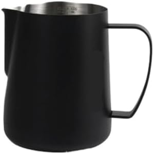 Pointed Mouth Coffee Latte Art Cup 400ml/600ml Stainless Steel Big Belly Double Scale Milk Pitcher Tool(600ml,Black) by Unknown