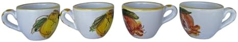 Hand Painted Italian Ceramic Espresso Cups Set of 4, 2 oz Lemon & Pomegranate Demitasse Cups, Made in Italy, Lead-Free, Dishwasher & Microwave Safe - Image 7